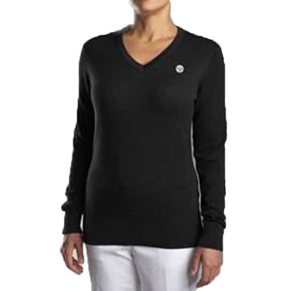 Pittsburgh Steelers Cutter & Buck Women's Black Shout it Out V-Neck Sweater