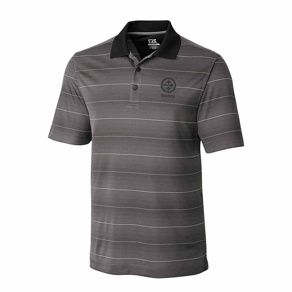 Pittsburgh Steelers Cutter & Buck Black Commisioner Striped Polo