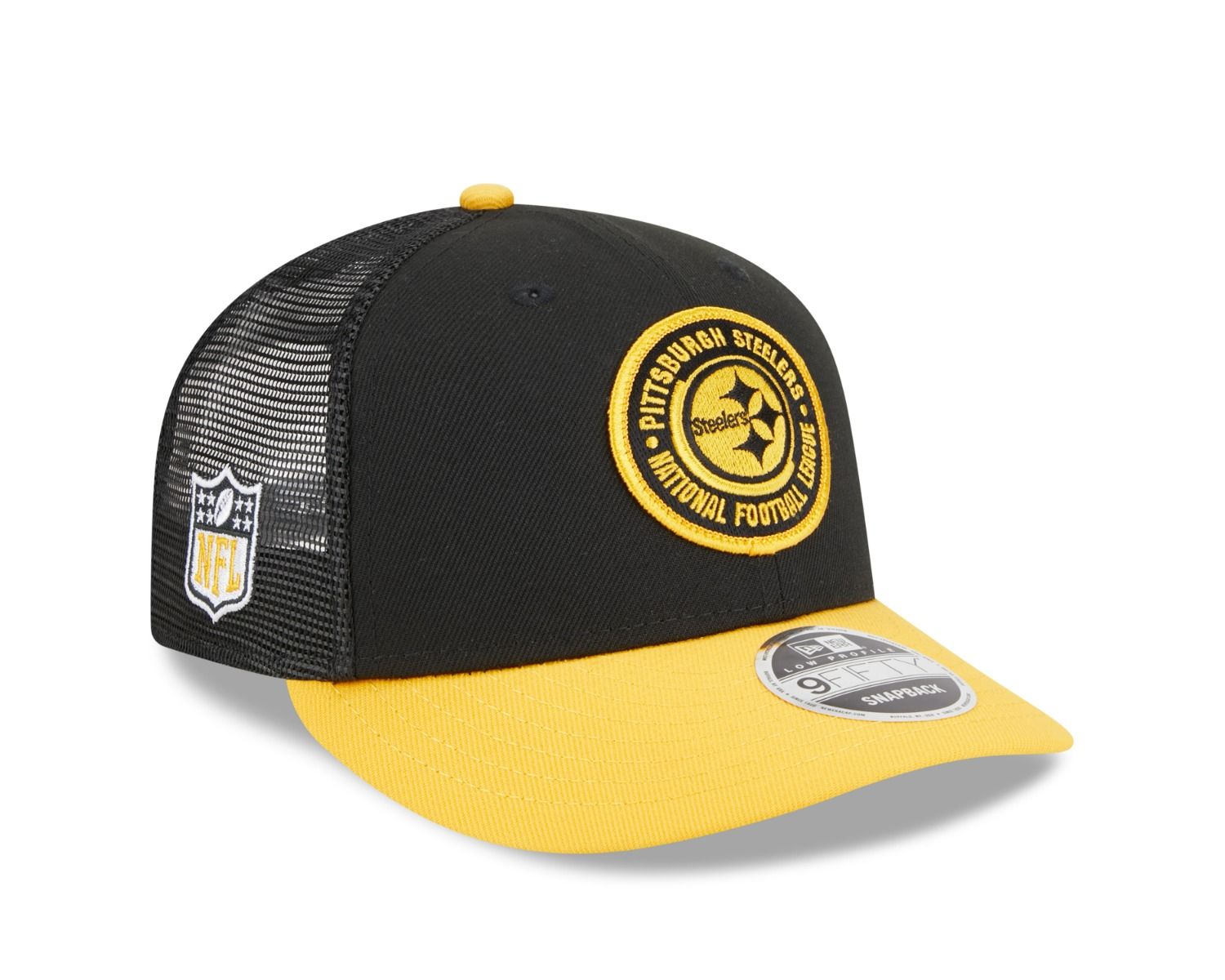 Pittsburgh Steelers New Era 9FIFTY Low Profile Pinwheel Mesh 2023 Sideline Hat 3 Pittsburgh Steelers New Era 9FIFTY Low Profile Pinwheel Mesh 2023 Sideline Hat