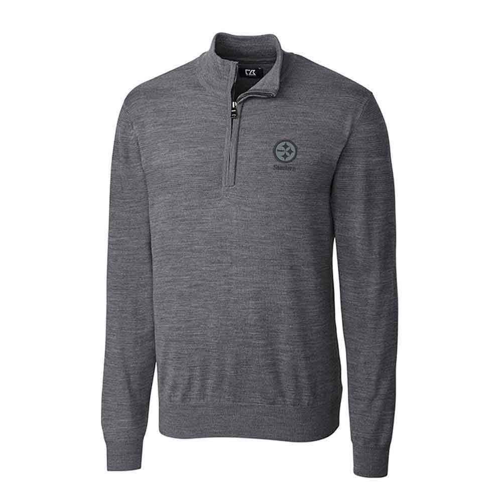 Pittsburgh Steelers Cutter & Buck Grey Douglas 1/2 Zip Sweater