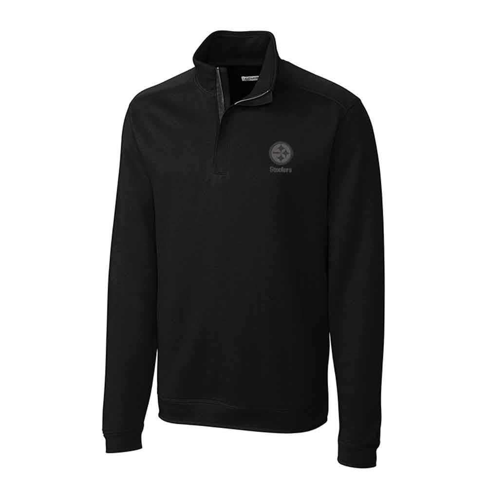Pittsburgh Steelers Cutter & Buck Decatur Pima 1/2-Zip Black Sweater