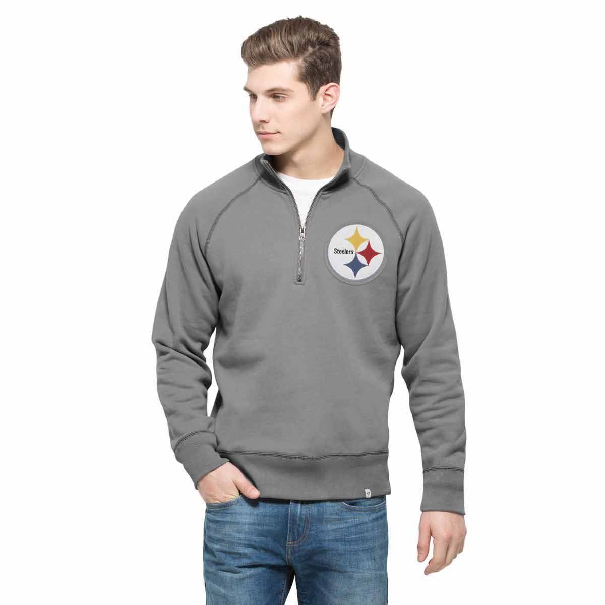 Pittsburgh Steelers '47 CROSS-CHECK 1/4 Zip Wolf Grey Sweatshirt