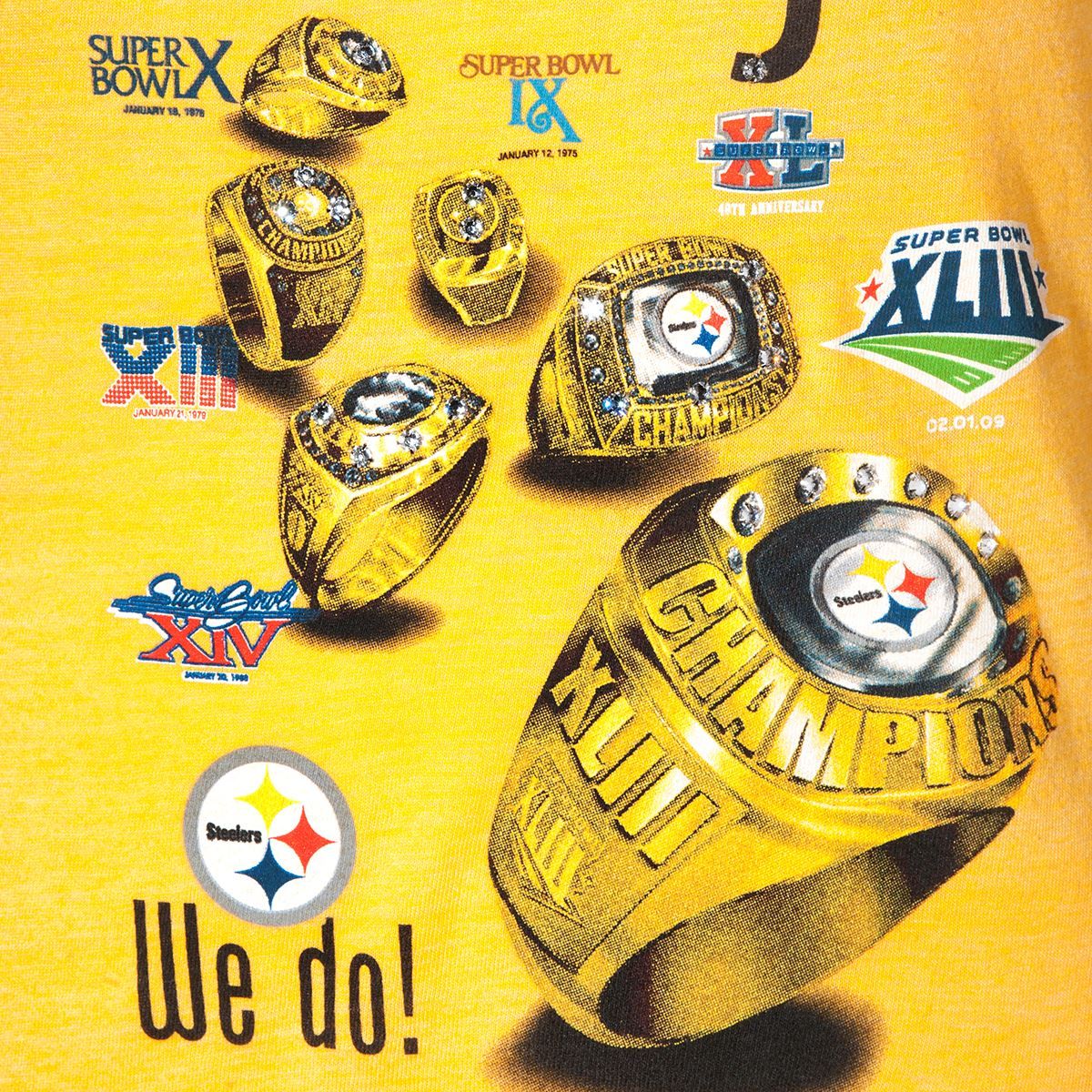 Pittsburgh Steelers Women's Got Rings Rhinestone Bling Gold Shortsleeve T-Shirt