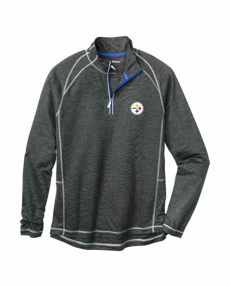Pittsburgh Steelers Tommy Bahama Charcoal Firewall 1/2 Zip Sweater