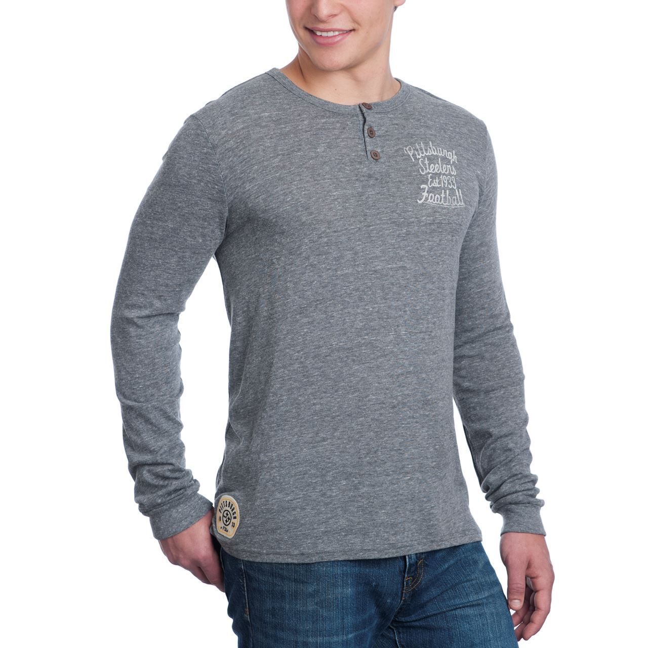 Pittsburgh Steelers Junk Food Long Sleeve Henley