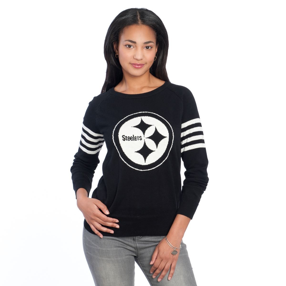 Pittsburgh Steelers Women's Needle Drop Black Sweater