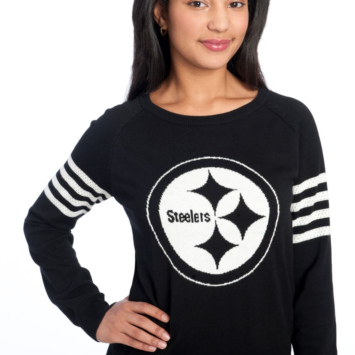 Pittsburgh Steelers Women's Needle Drop Black Sweater 3 Pittsburgh Steelers Women's Needle Drop Black Sweater