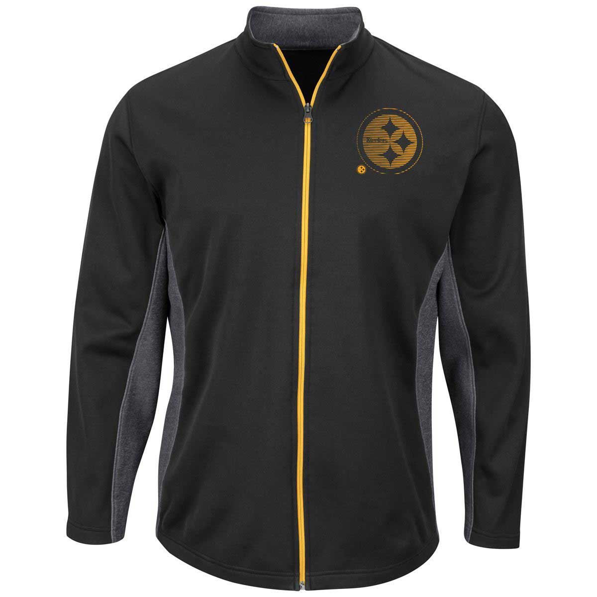 Pittsburgh Steelers Black Full-Zip Mock Gel Logo Jacket
