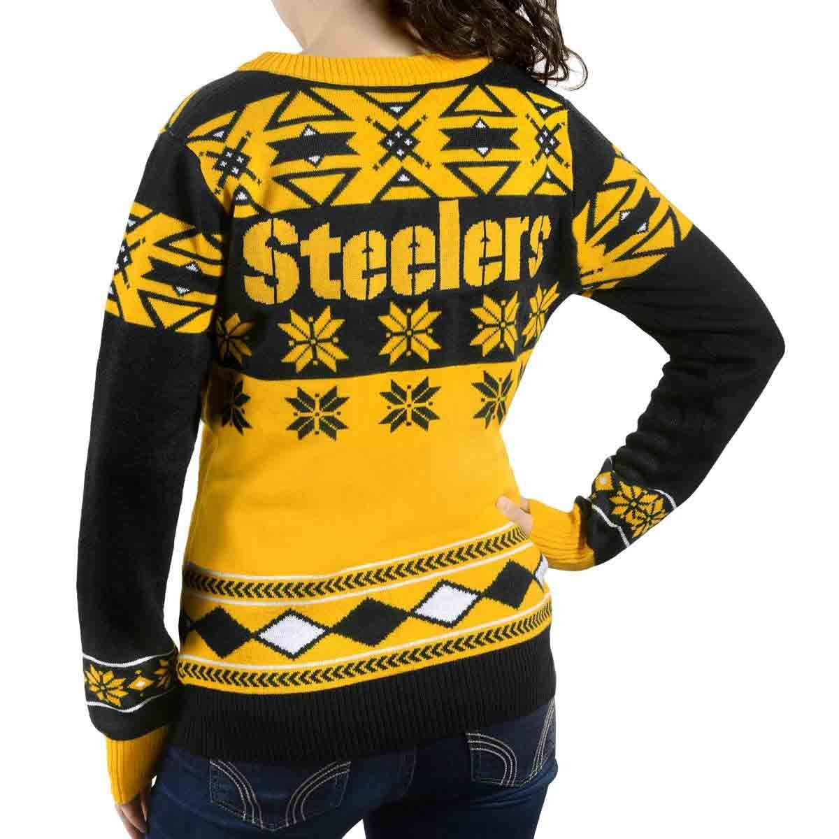Pittsburgh Steelers Women's V-Neck Ugly Sweater