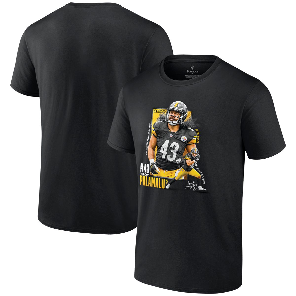 Pittsburgh Steelers #43 Troy Polamalu Short Sleeve T-Shirt 3 Pittsburgh Steelers #43 Troy Polamalu Short Sleeve T-Shirt