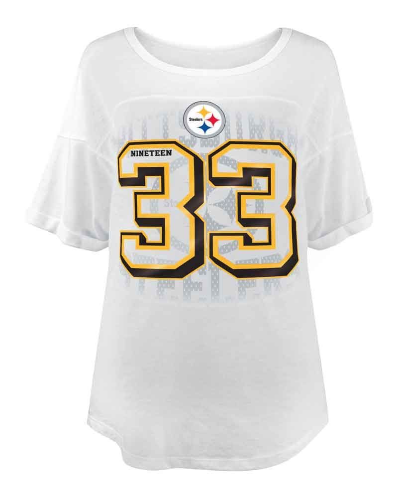 Pittsburgh Steelers Women's "33" Tri Blend Oversized Short Sleeve Tee