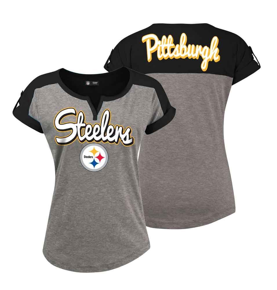 Pittsburgh Steelers Women's V Notch Scoop Short Sleeve Tee