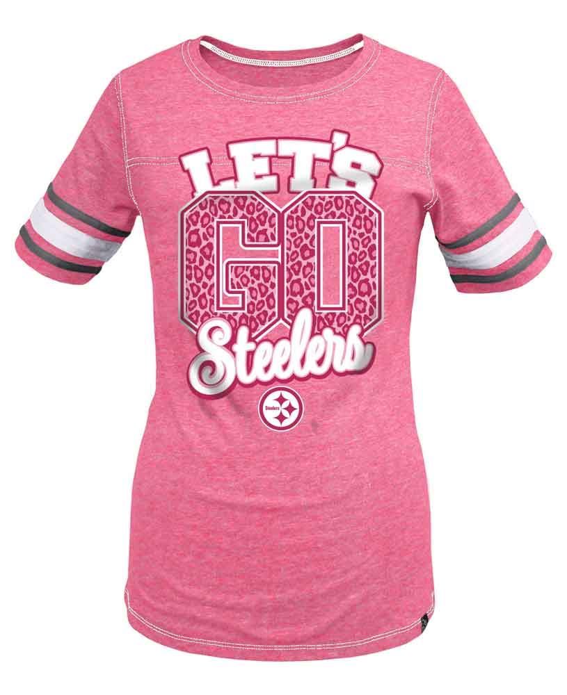 Pittsburgh Steelers Girls Lets Go Tri Blend Short Sleeve Tee