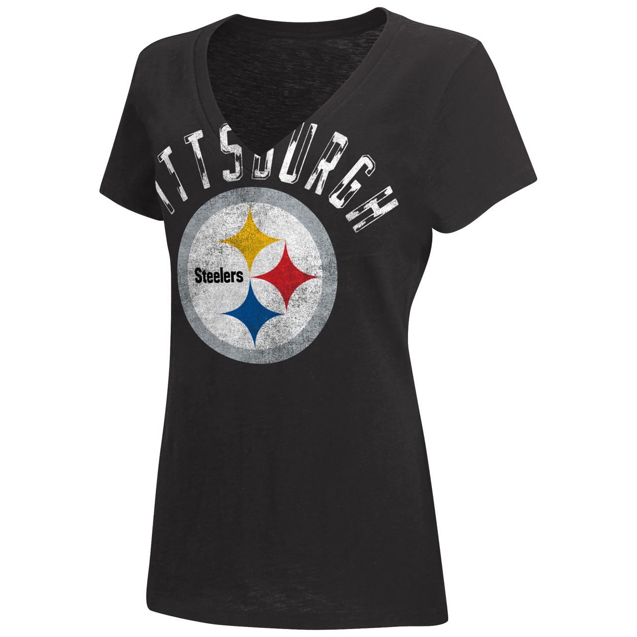 Pittsburgh Steelers Women's Rounding Short Sleeve V-Neck Tee