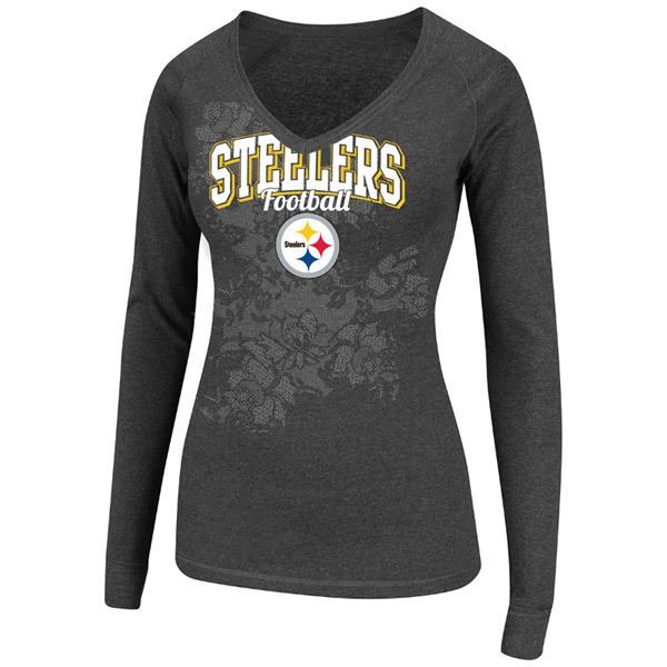 Pittsburgh Steelers Women's Cointoss Longsleeve Burnout T-Shirt