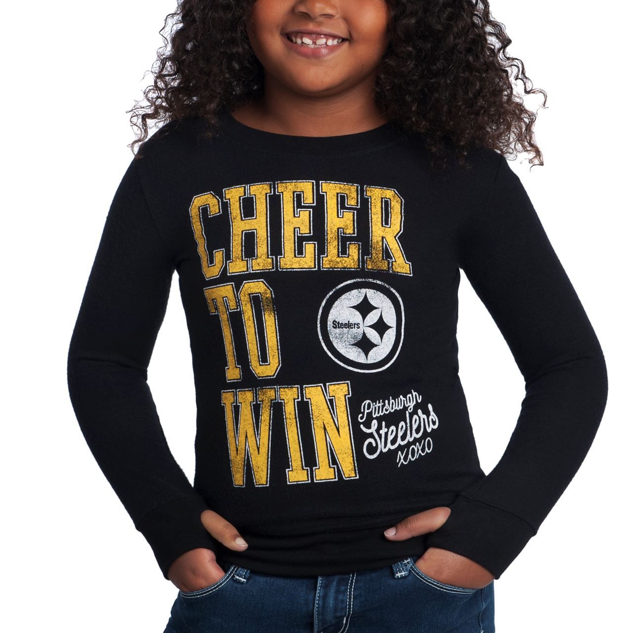 Pittsburgh Steelers Girls Cheer to Win Long Sleeve Tee