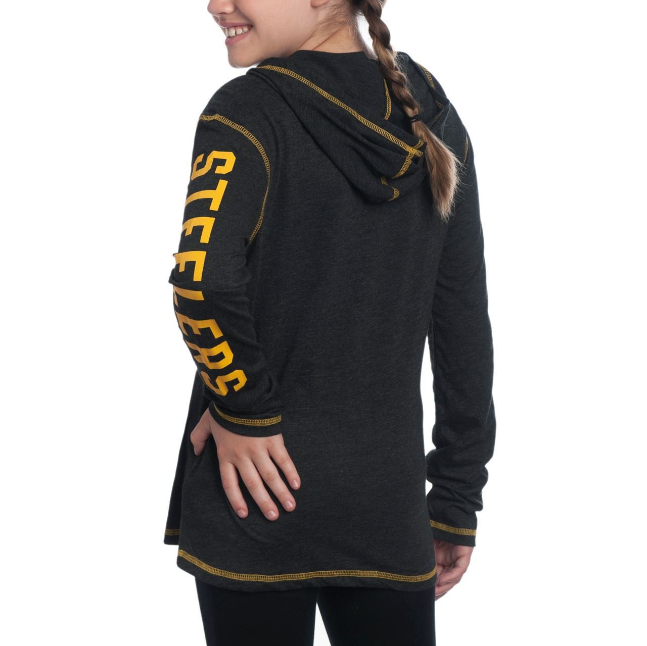 Pittsburgh Steelers Girls Super Hood Long Sleeve T-Shirt