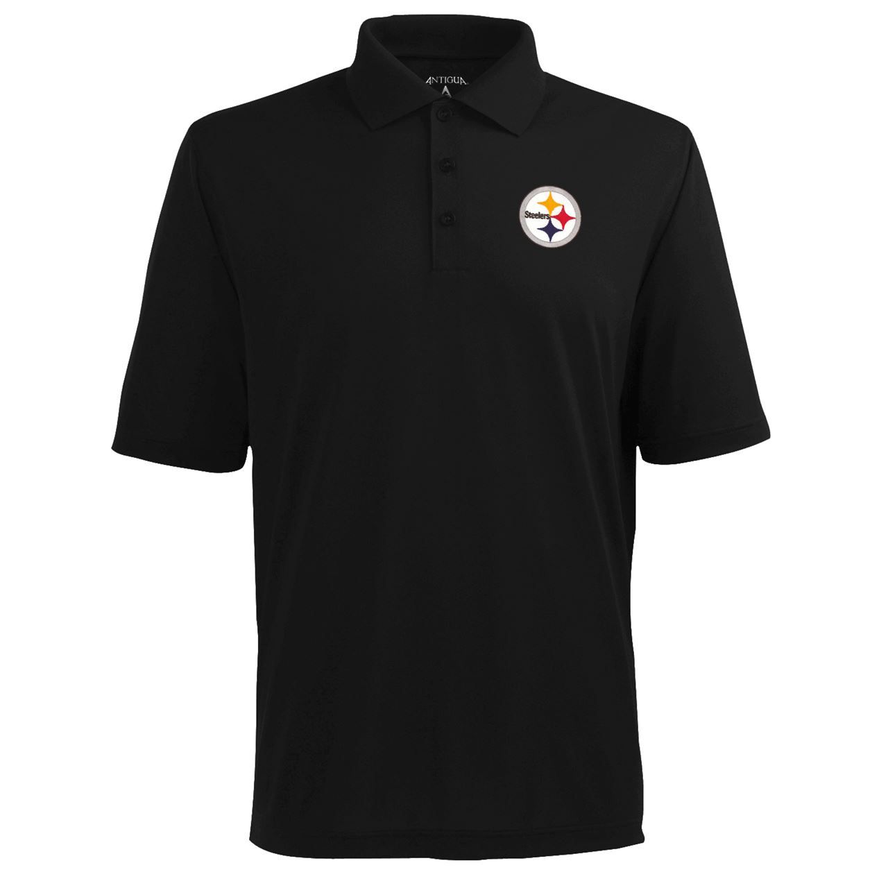 Pittsburgh Steelers Antigua Pique Xtra Lite Black Polo 4 Pittsburgh Steelers Antigua Pique Xtra Lite Black Polo