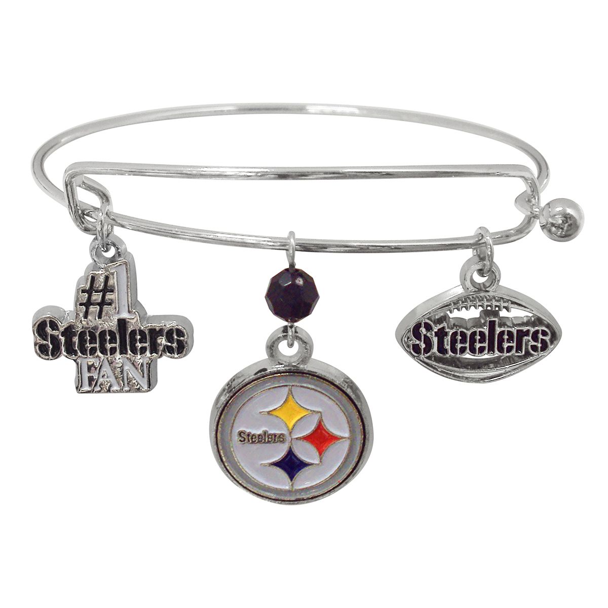 Pittsburgh Steelers 3 Charm Silver Bracelet