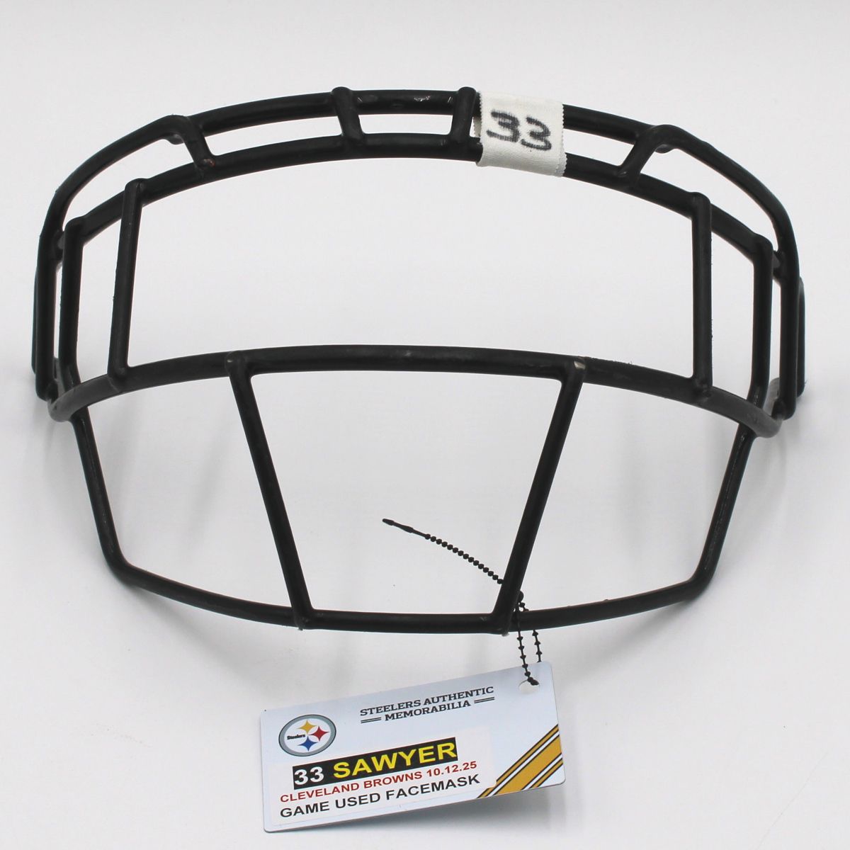 Pittsburgh Steelers #33 Jack Sawyer Game Used Facemask vs Cleveland Browns 10.12.25
