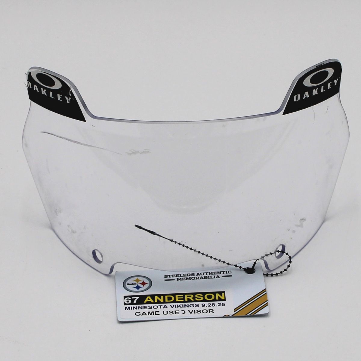 Pittsburgh Steelers #67 Calvin Anderson Game Used Helmet Visor vs Minnesota Vikings 9.28.25