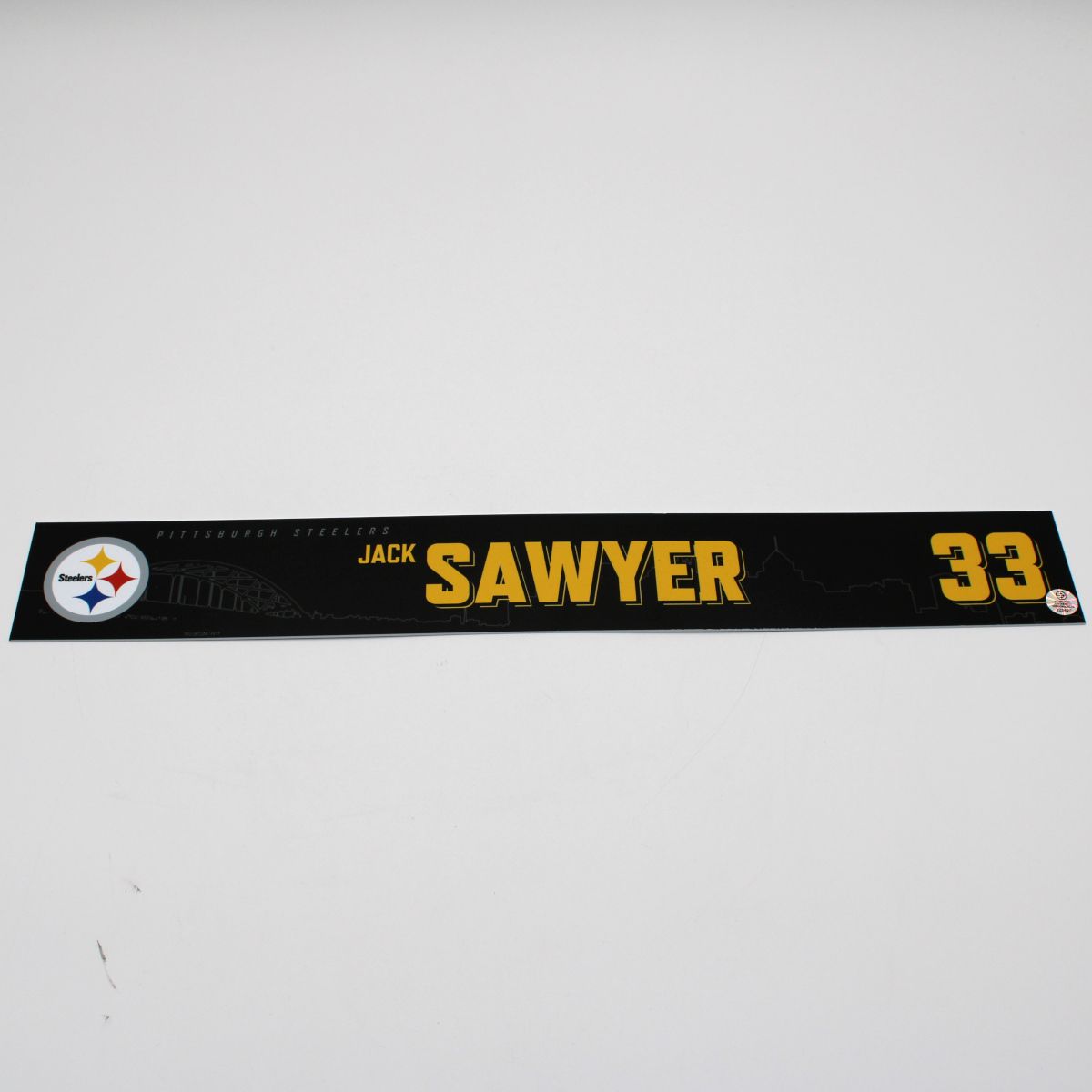 Pittsburgh Steelers #33 Jack Sawyer Game Used Locker Room Nameplate vs Green Bay Packers 10.26.25