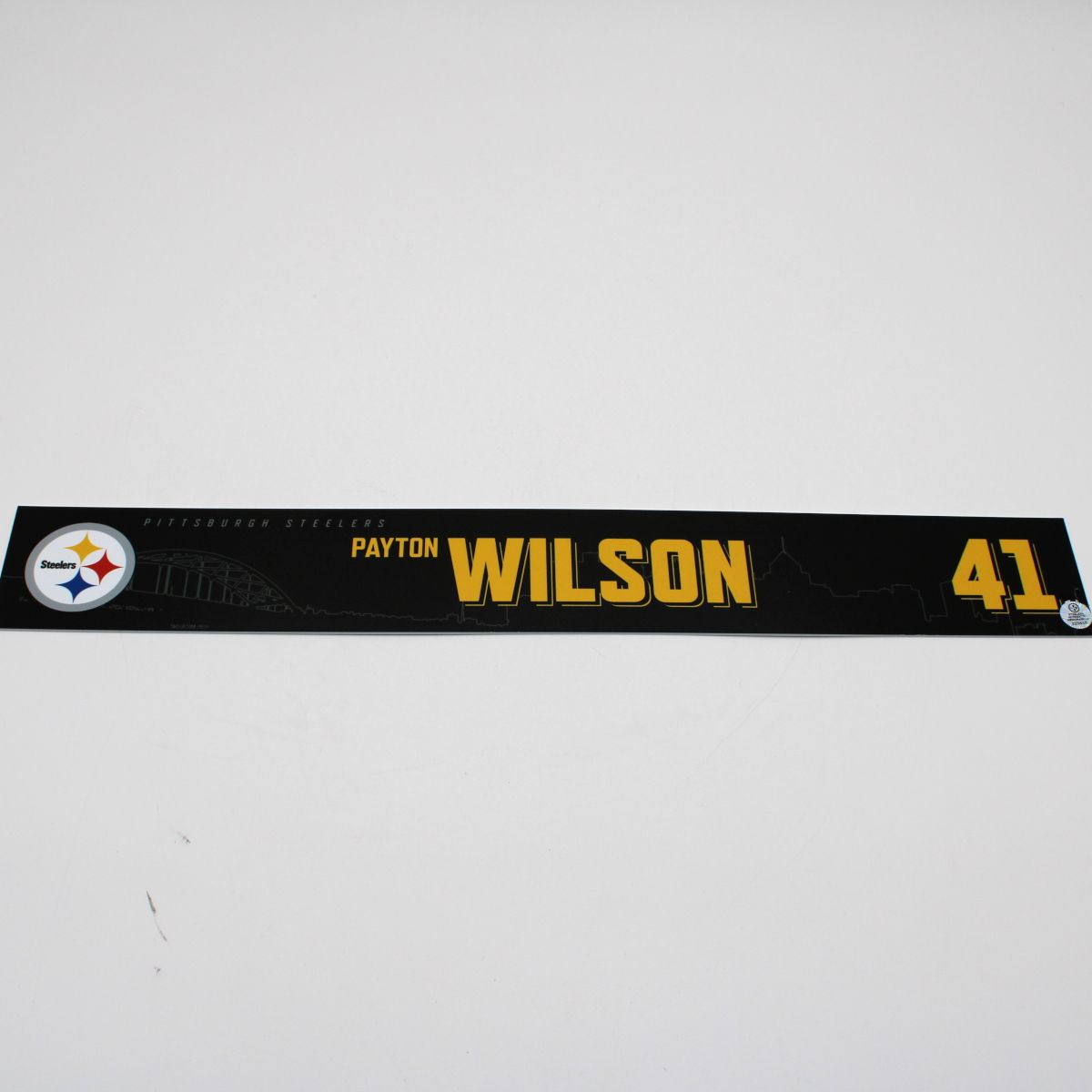 Pittsburgh Steelers #41 Payton Wilson Game Used Locker Room Nameplate vs Green Bay Packers 10.26.25
