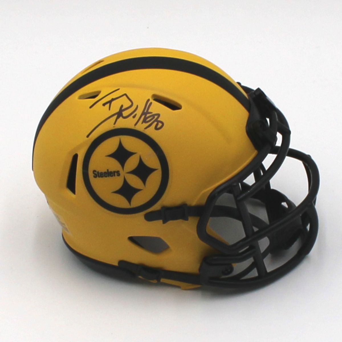 Pittsburgh Steelers #90 TJ Watt Autographed Riddell Speed Rave Collection Mini Helmet