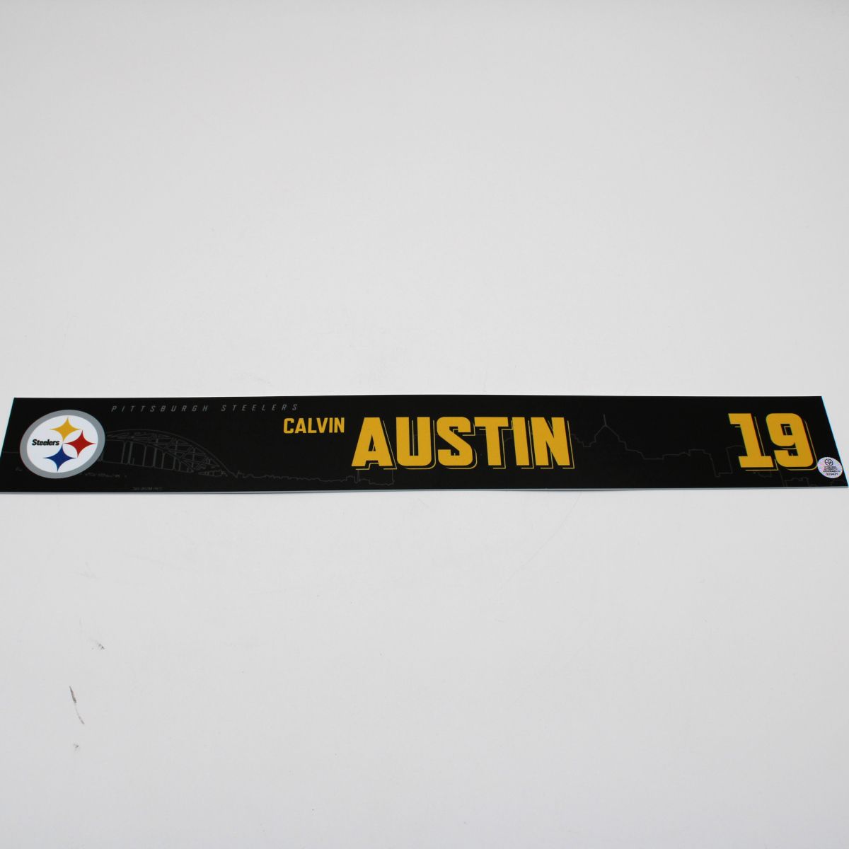 Pittsburgh Steelers #19 Calvin Austin Game Used Locker Room Nameplate vs Indianapolis Colts 11.2.25