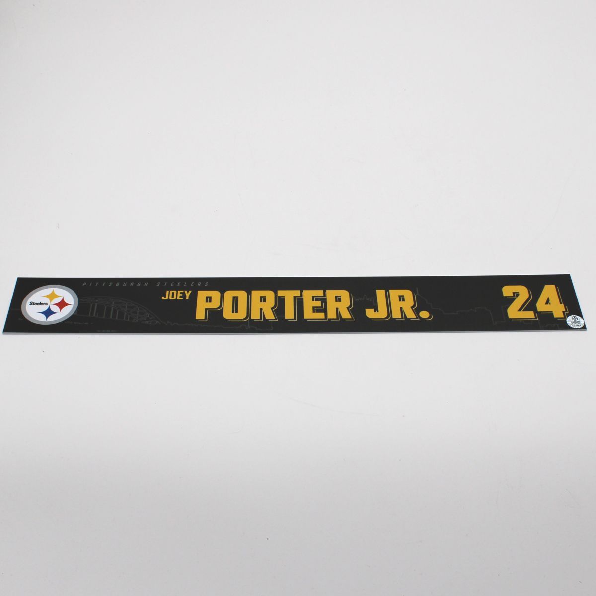 Pittsburgh Steelers #24 Joey Porter Game Used Locker Room Nameplate vs Indianapolis Colts 11.2.25