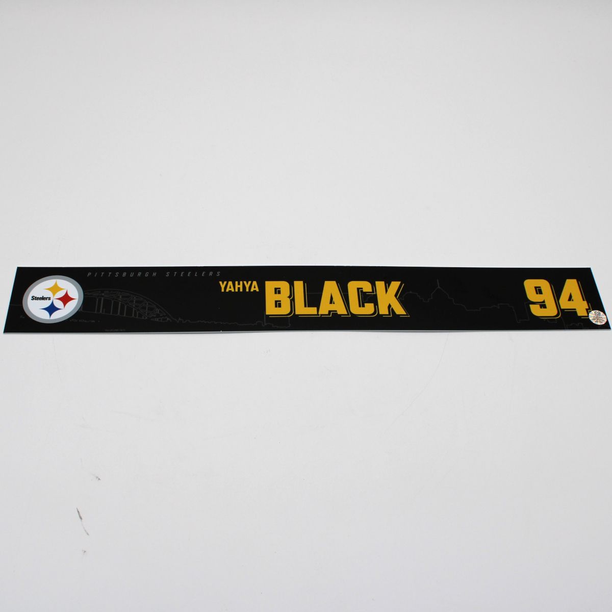 Pittsburgh Steelers #94 Yahya Black Game Used Locker Room Nameplate vs Indianapolis Colts 11.2.25