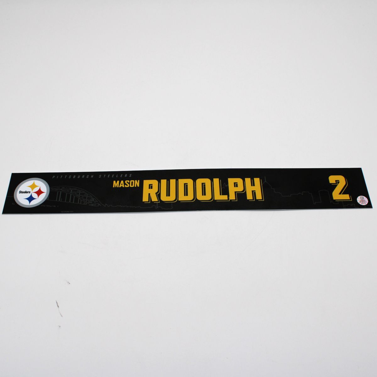 Pittsburgh Steelers #2 Mason Rudolph Game Used Locker Room Nameplate vs Cincinnati Bengals 11.16.25