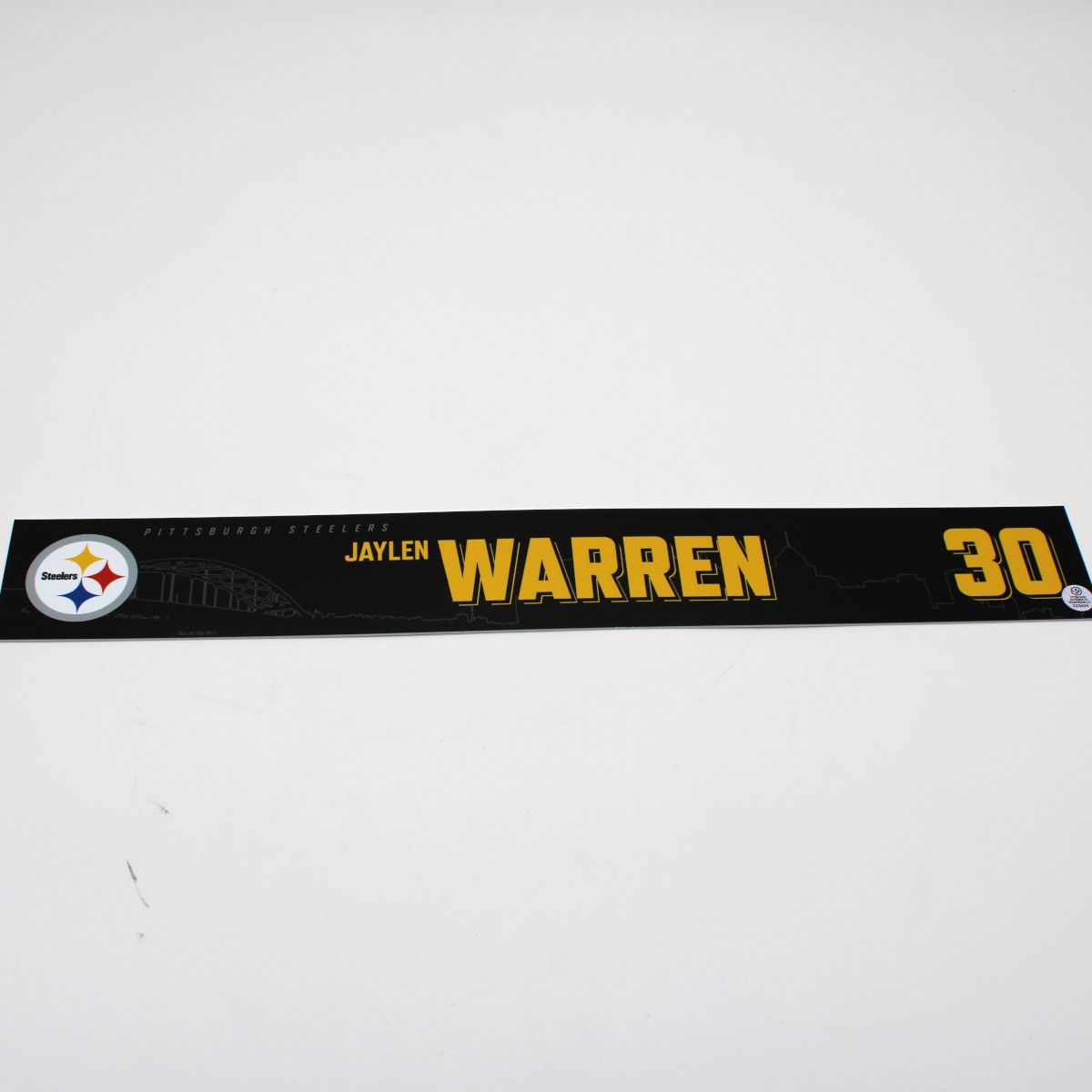 Pittsburgh Steelers #30 Jaylen Warren Game Used Locker Room Nameplate vs Cincinnati Bengals 11.16.25