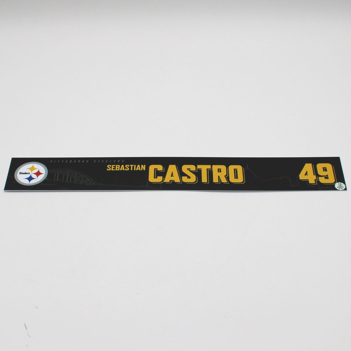 Pittsburgh Steelers #49 Sebastian Castro Game Used Locker Room Nameplate vs Cincinnati Bengals 11.16.25