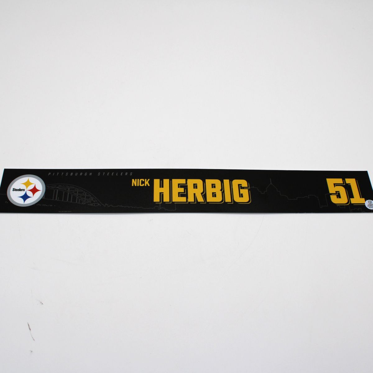 Pittsburgh Steelers #51 Nick Herbig Game Used Locker Room Nameplate vs Cincinnati Bengals 11.16.25