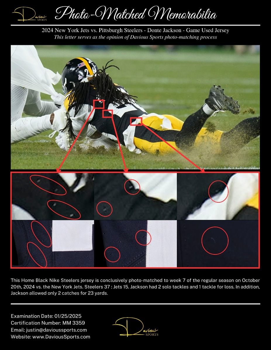 Pittsburgh Steelers #26 Donte Jackson Game Used Throwback Jersey