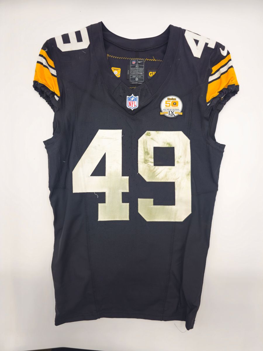 Pittsburgh Steelers #49 Jeremiah Moon Game Used Unlaundered Throwback Jersey