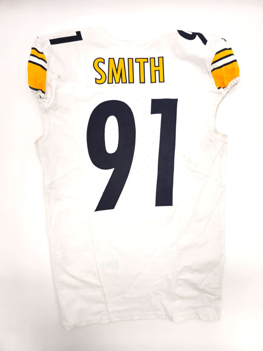Pittsburgh Steelers #91 Preston Smith Game Used Unlaundered Away Jersey