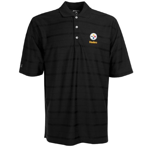 Pittsburgh Steelers Antigua Tonal Stripe Black Polo
