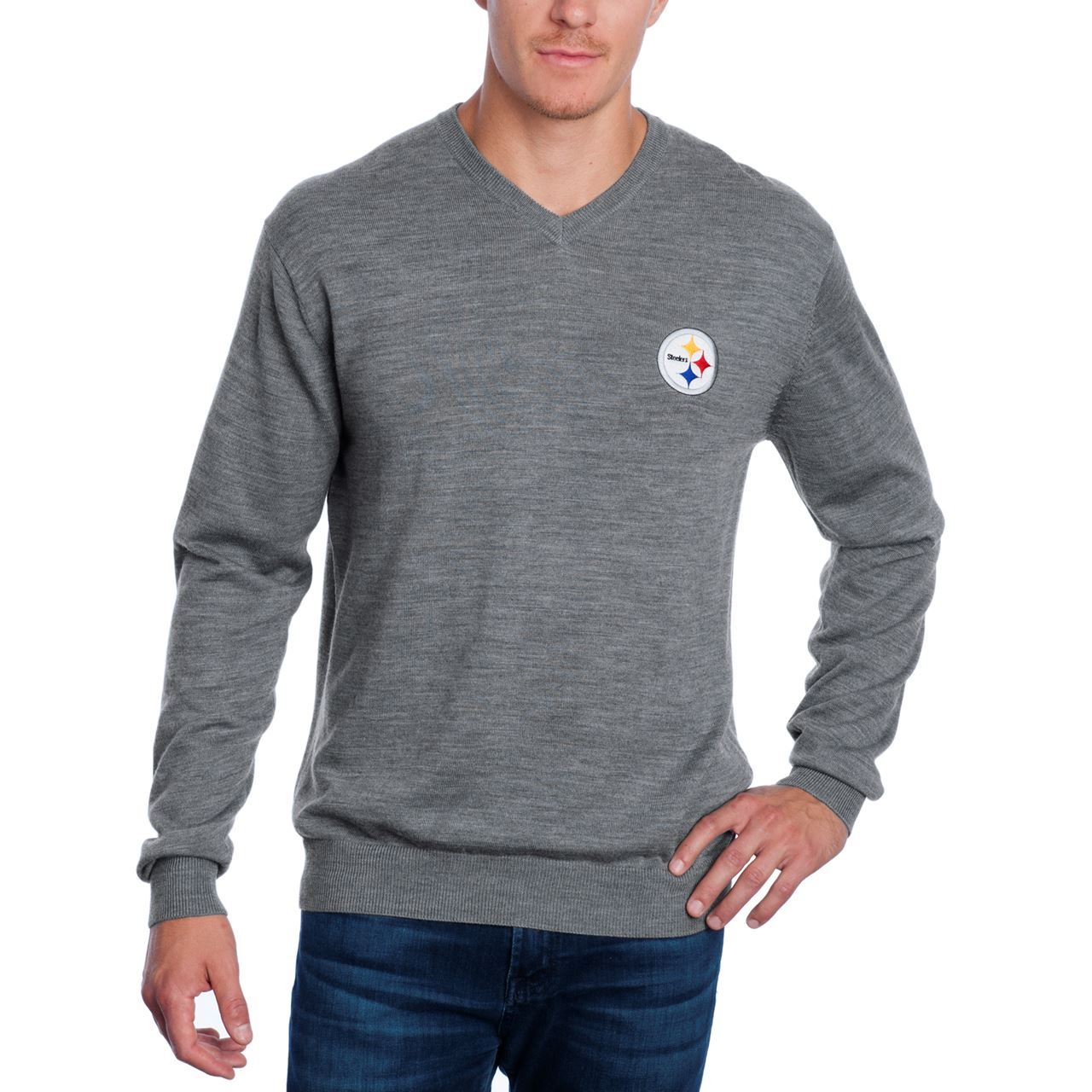 Pittsburgh Steelers Cutter & Buck Douglas V-Neck Sweater