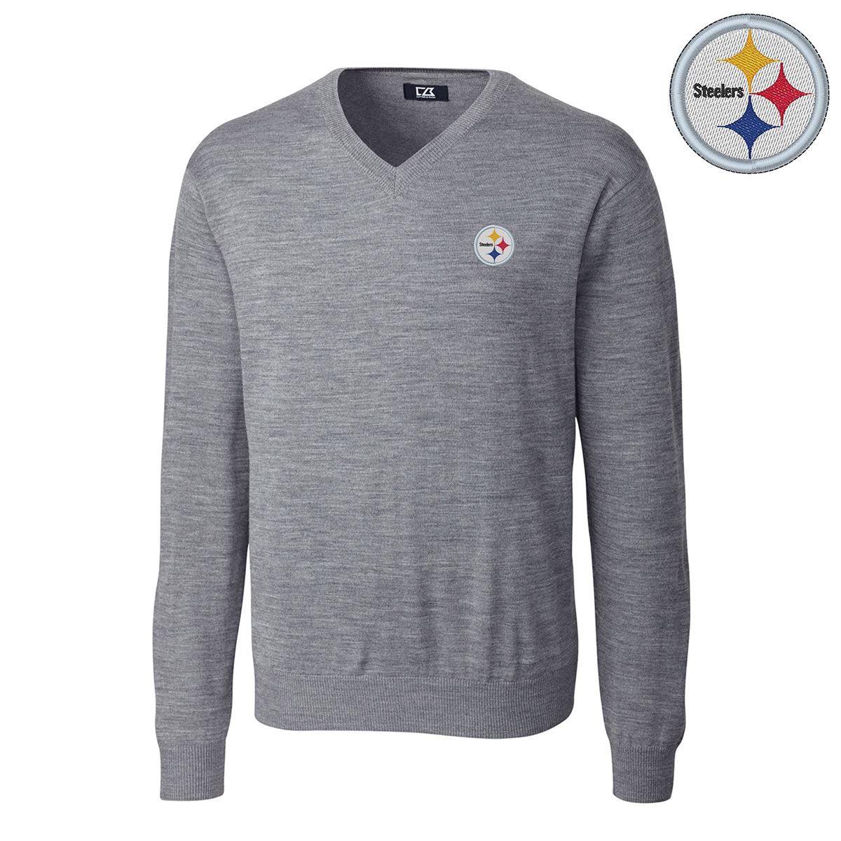 Pittsburgh Steelers Cutter & Buck Douglas V-Neck Sweater 4 Pittsburgh Steelers Cutter & Buck Douglas V-Neck Sweater