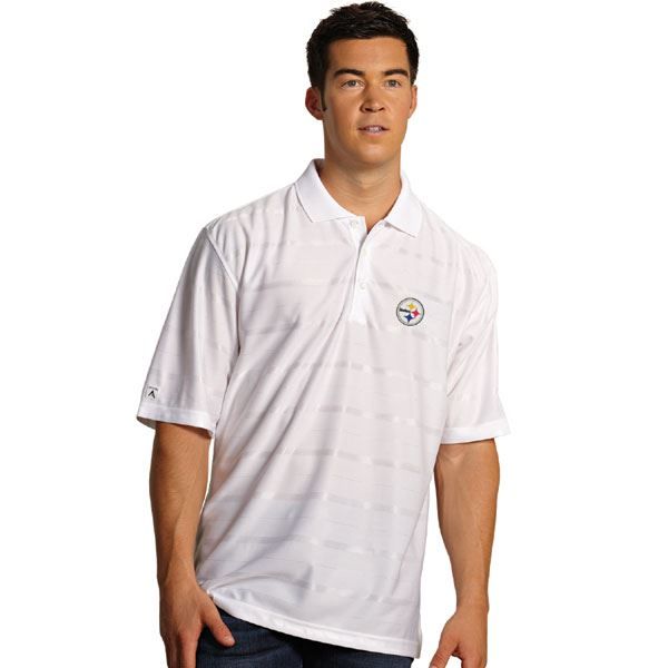 Pittsburgh Steelers Antigua Tonal Stripe White Polo