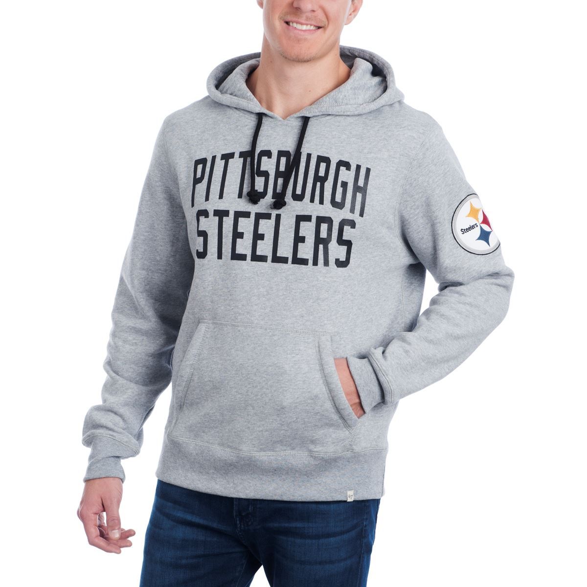 Pittsburgh Steelers '47 Grey CROSS-CHECK Fleece Hoodie