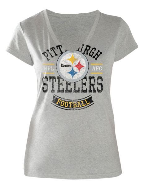Pittsburgh Steelers Women's Ceremony Grey V-Neck T-Shirt