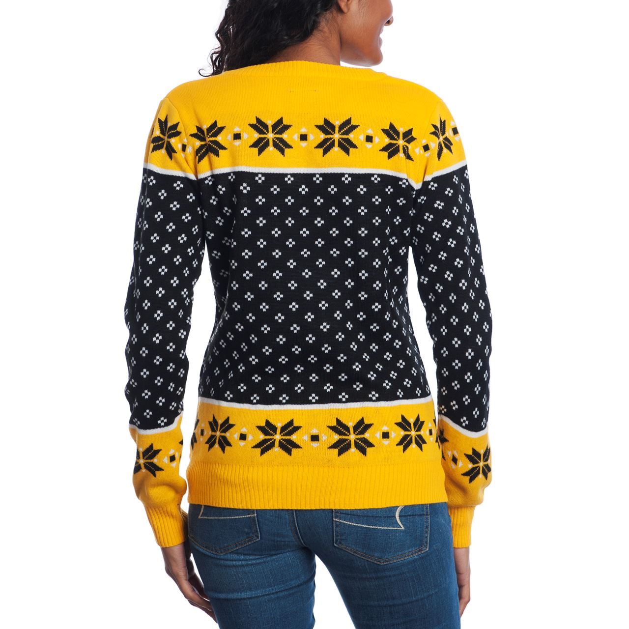 Pittsburgh Steelers Women's Ugly Big Logo V-Neck Sweater
