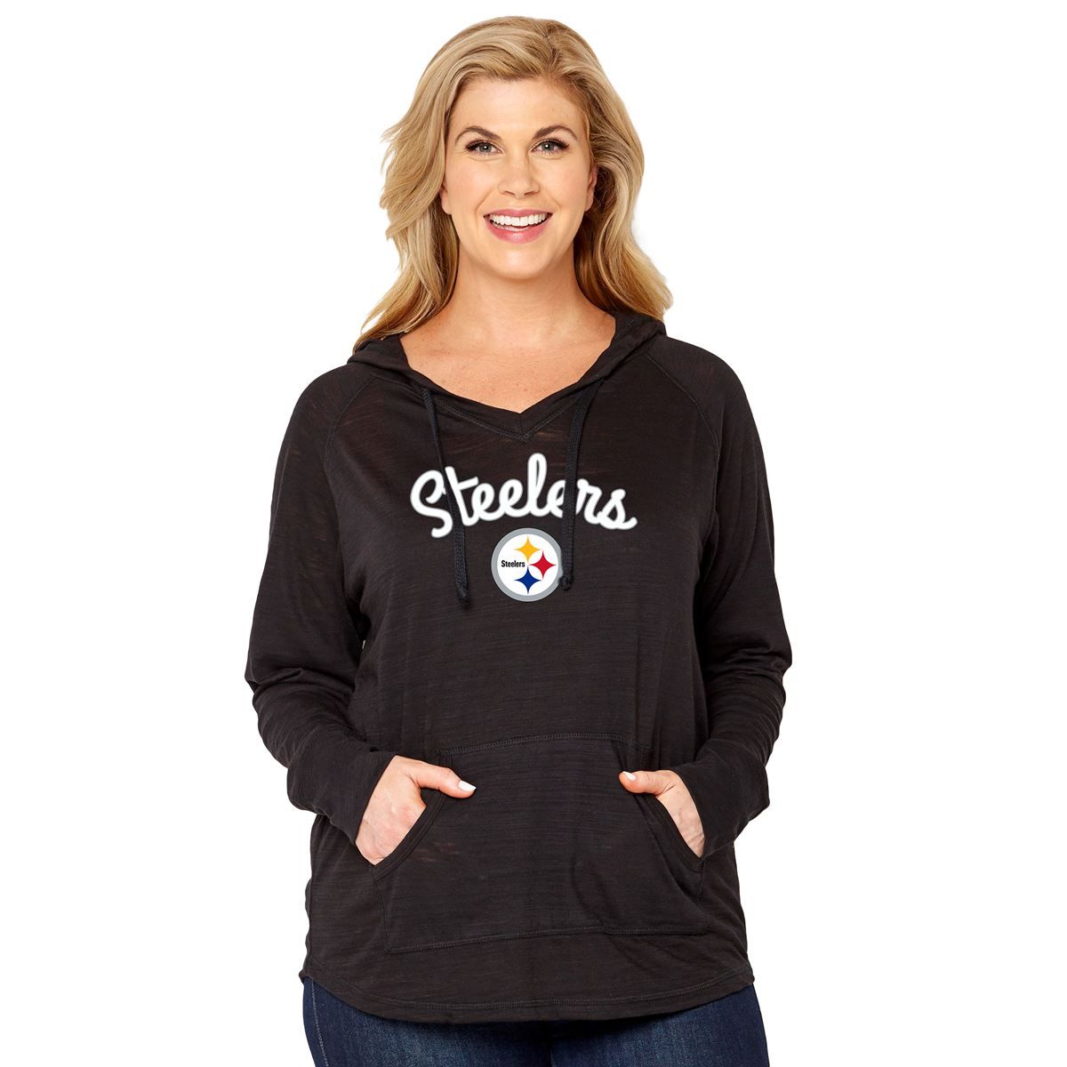 Pittsburgh Steelers Women's Plus Size Multi-count Curvy Pullover Hoodie