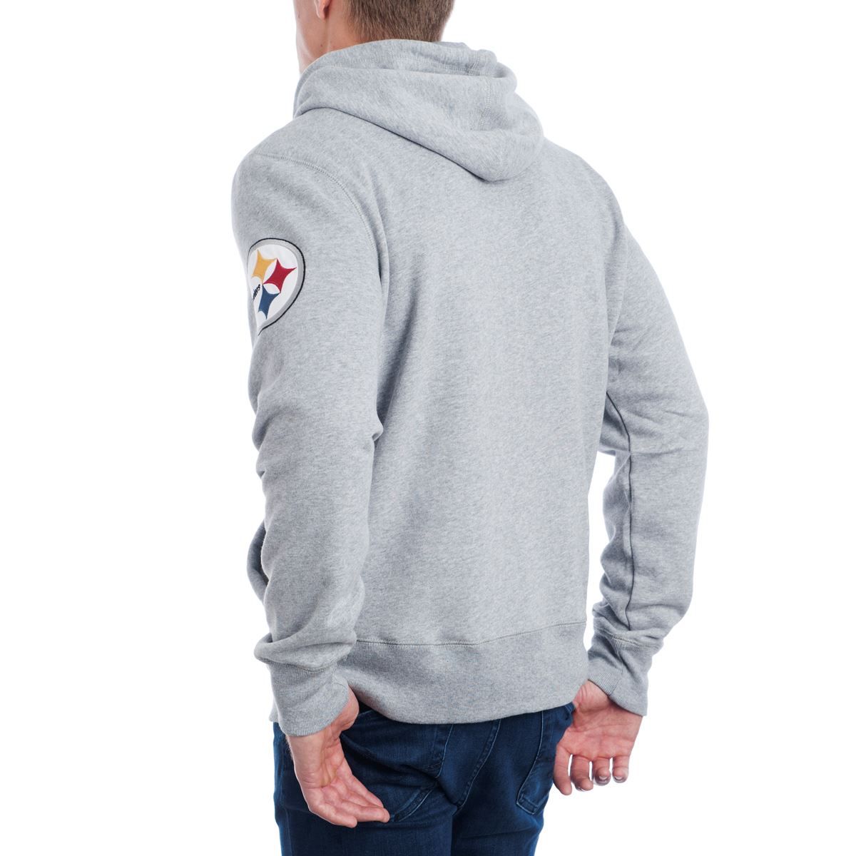 Pittsburgh Steelers '47 Full-Zip CROSS-CHECK Grey Fleece Hoodie