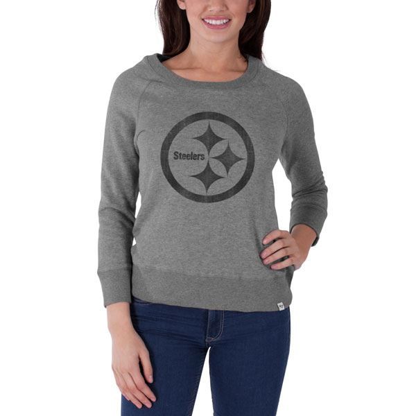 Pittsburgh Steelers Women's '47 Grey Glimmer Crew Fleece