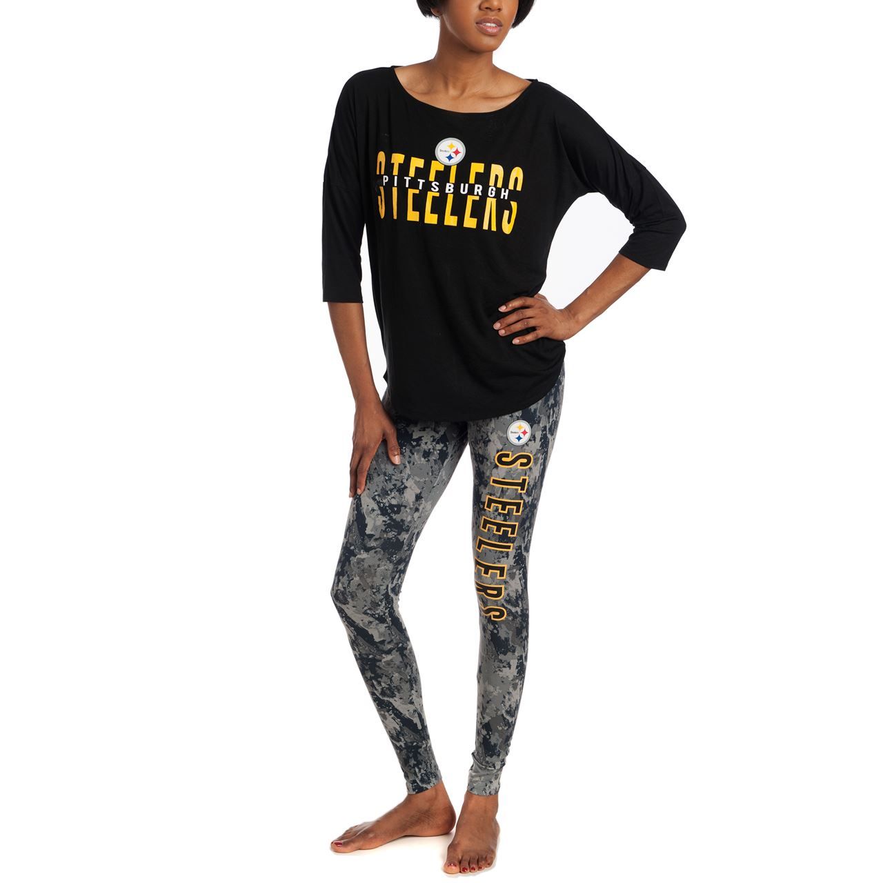 Pittsburgh Steelers Women's Sleepwear Top and Bottom Transcend and Vortex Set