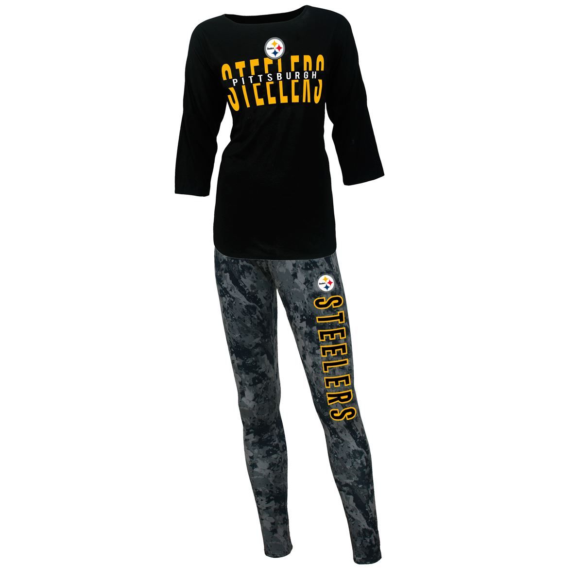 Pittsburgh Steelers Women's Sleepwear Top and Bottom Transcend and Vortex Set 4 Pittsburgh Steelers Women's Sleepwear Top and Bottom Transcend and Vortex Set